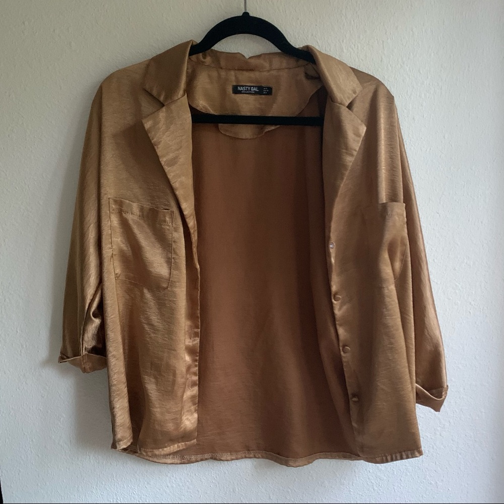 Nasty Gal gold silky blazer
